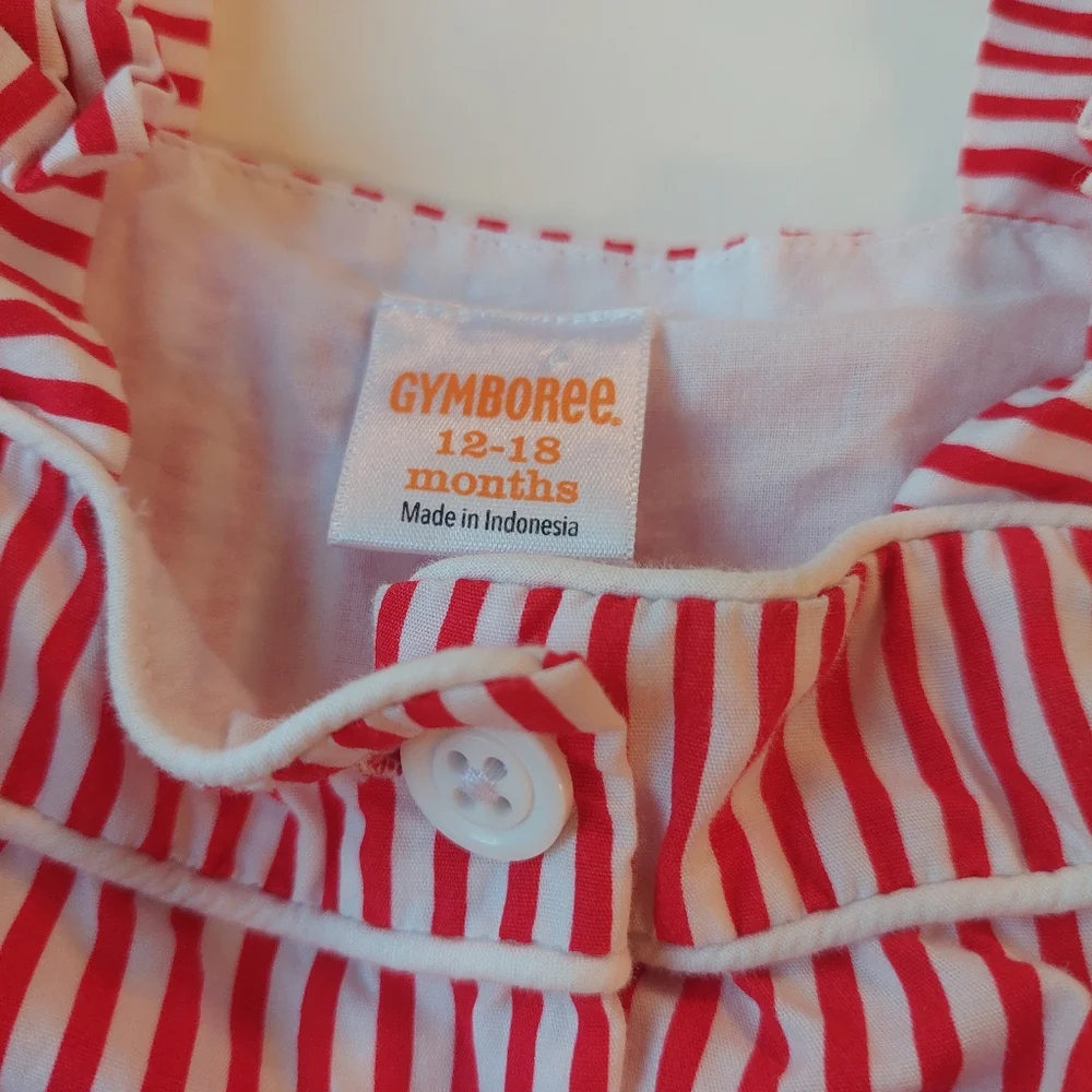 Gymboree Red & White Striped Baby Girl Dress 12–18M Summer Cotton Cute